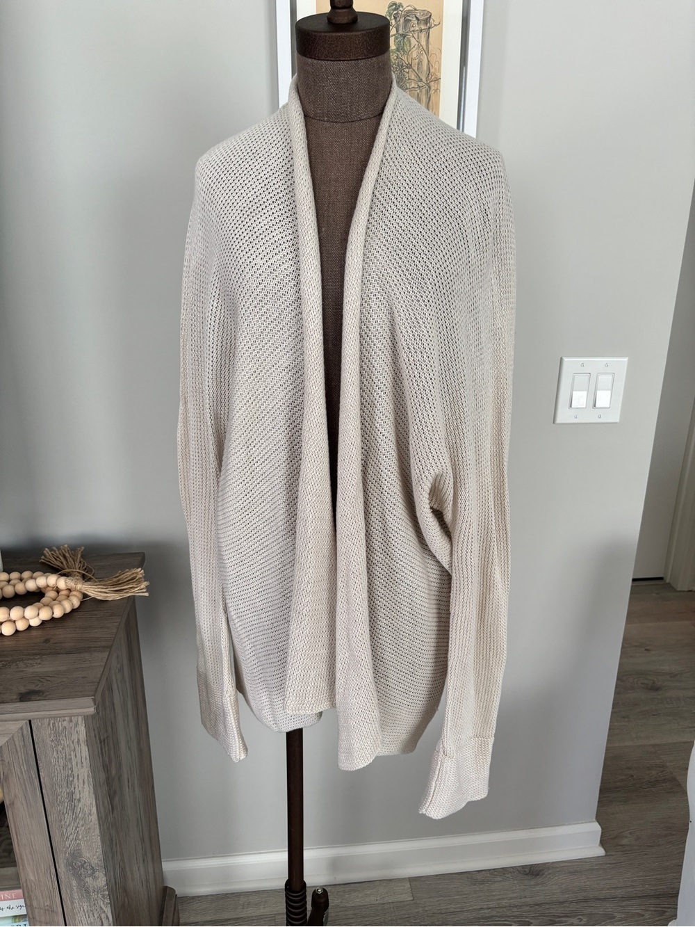 RD Style Lightweight Open-Knit Cardigan in Soft Cream Large